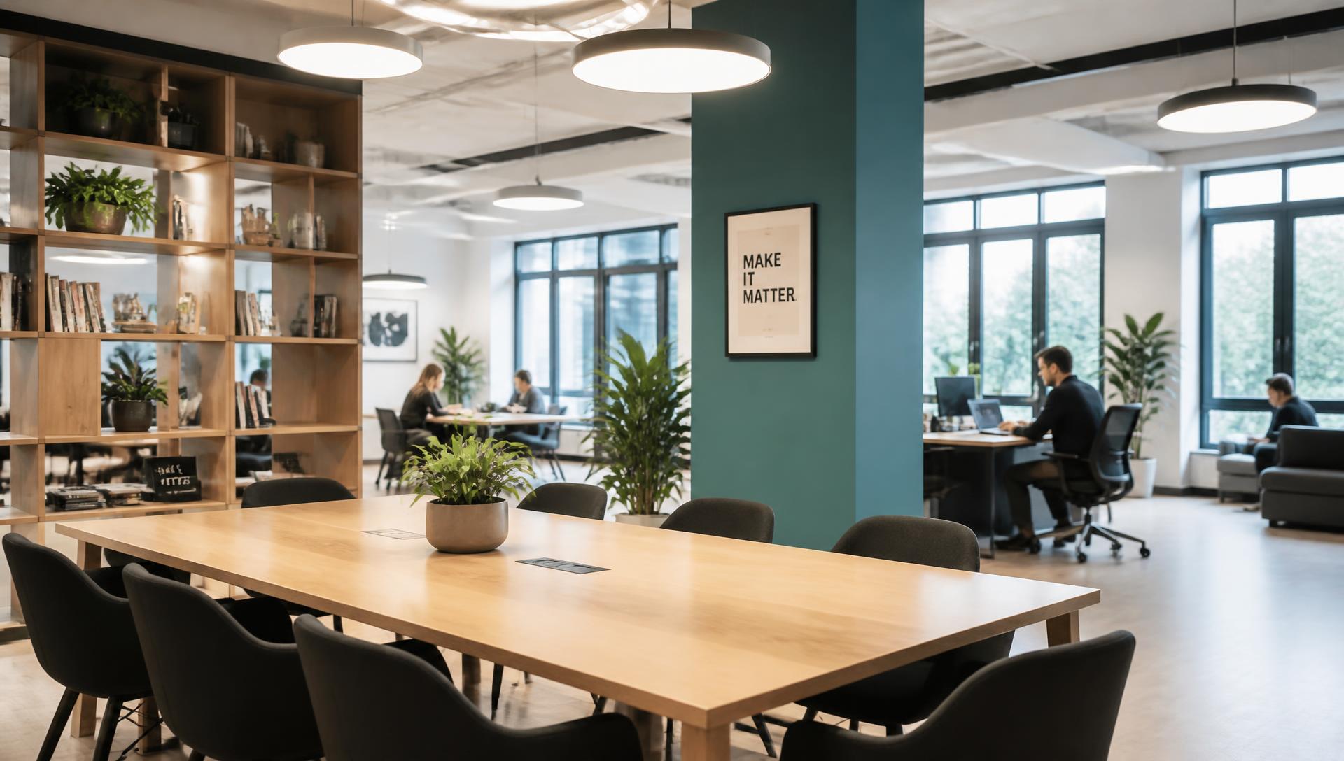 The Ka Tsela Ya Hao client meeting space at our Sandton office — a modern boardroom with light wood table and chairs